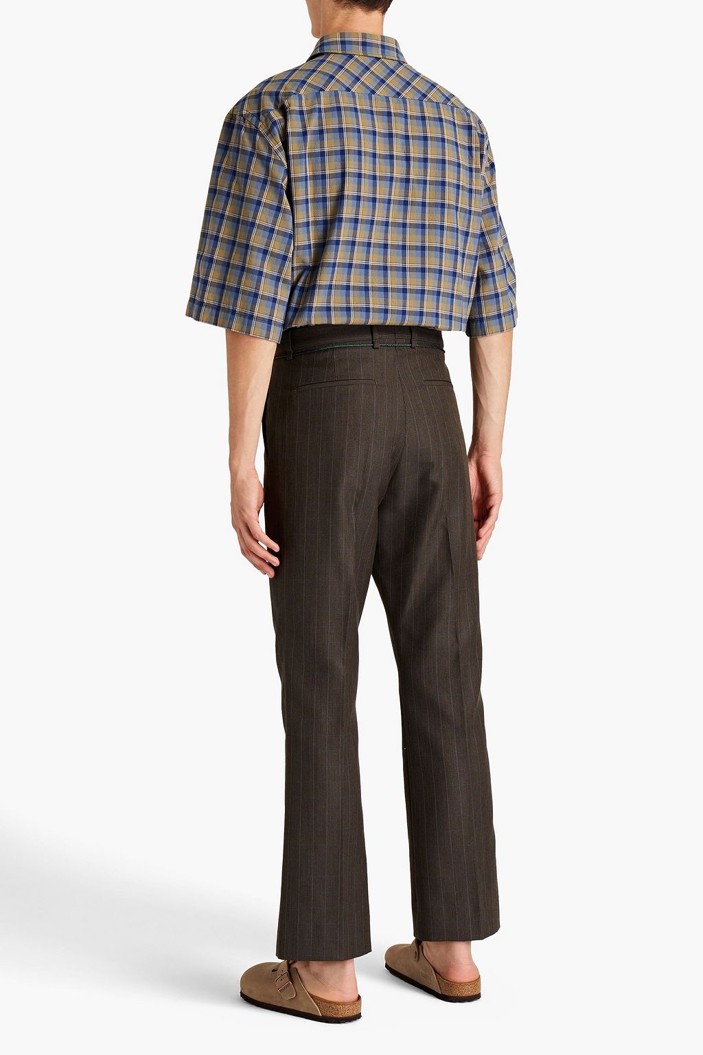 ACNE STUDIOS Bootcut belted checked wool-blend pants