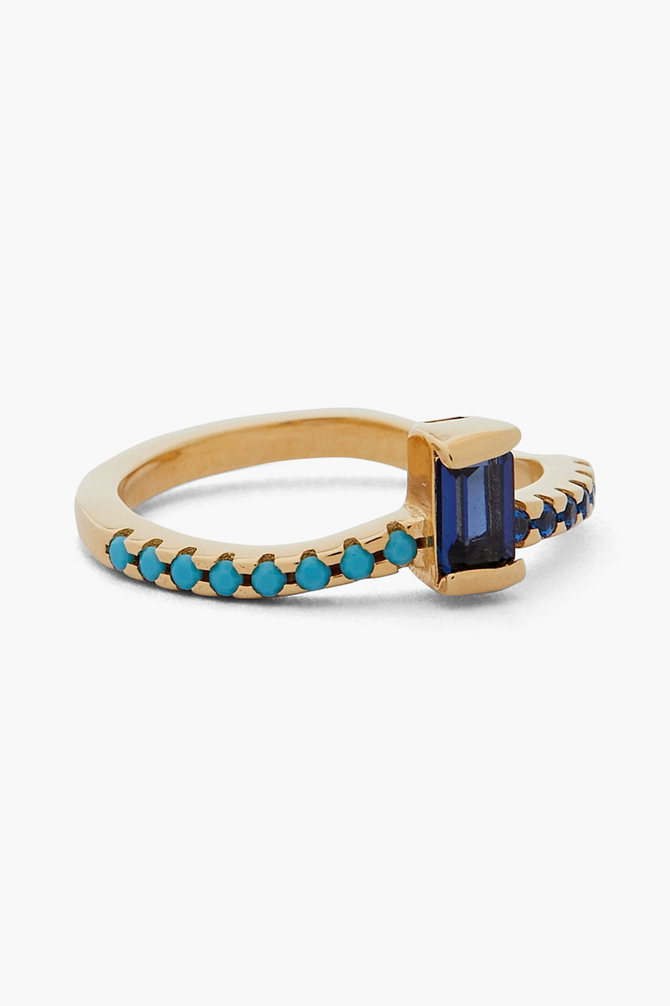 Cornelia Webb 24-karat gold-plated, crystal and stone ring