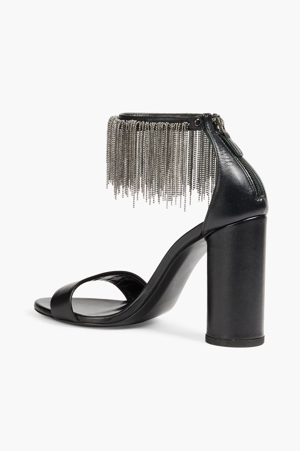 Fabiana Filippi Fringed Bead-embellished Leather Sandals In Black