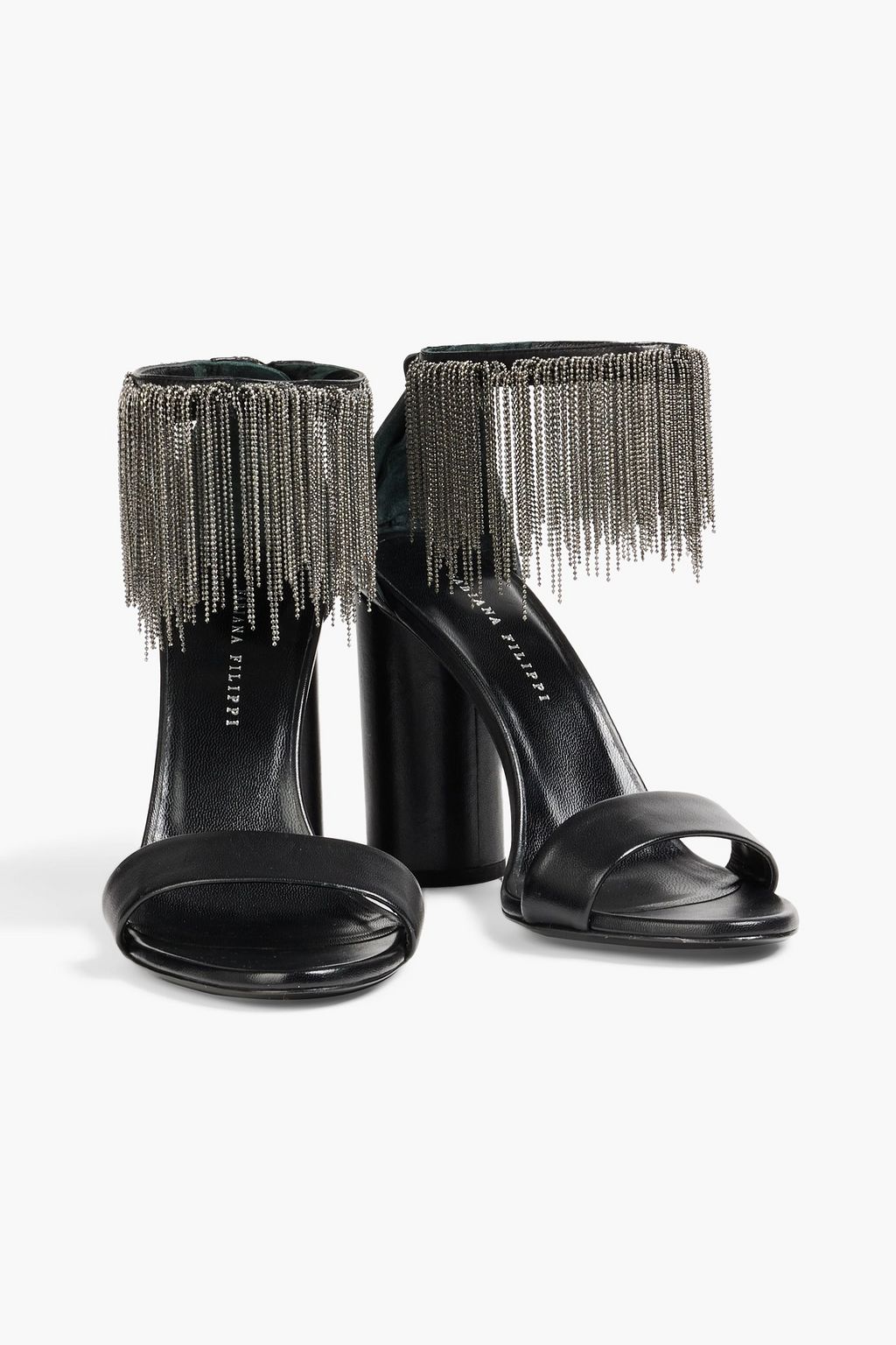 FABIANA FILIPPI Fringed bead-embellished leather sandals