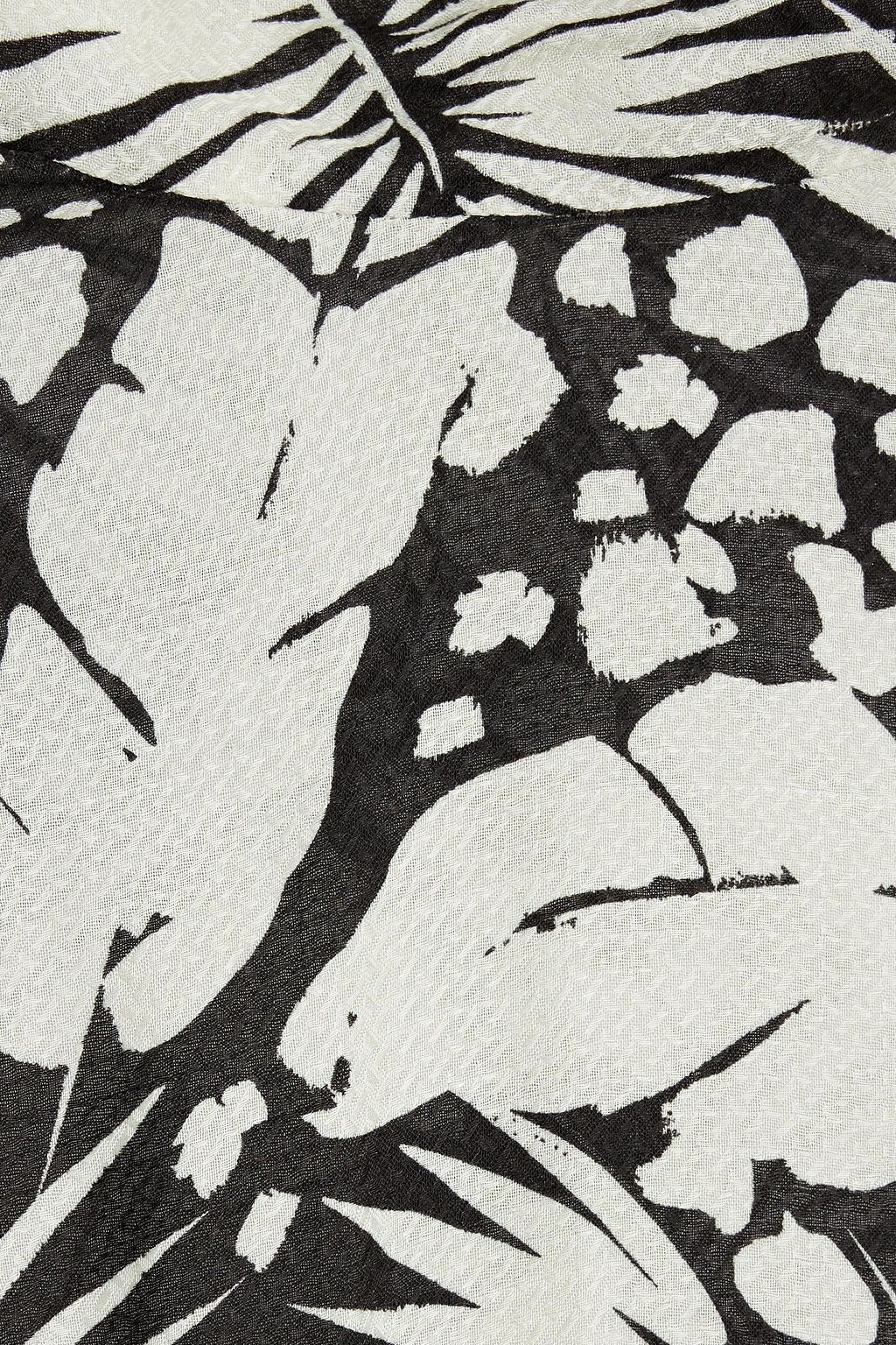 SAINT LAURENT Belted gathered floral-jacquard mini dress
