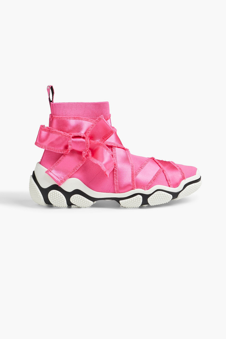 REDValentino Glam Run satin trimmed stretch knit high top sneakers Smart Closet