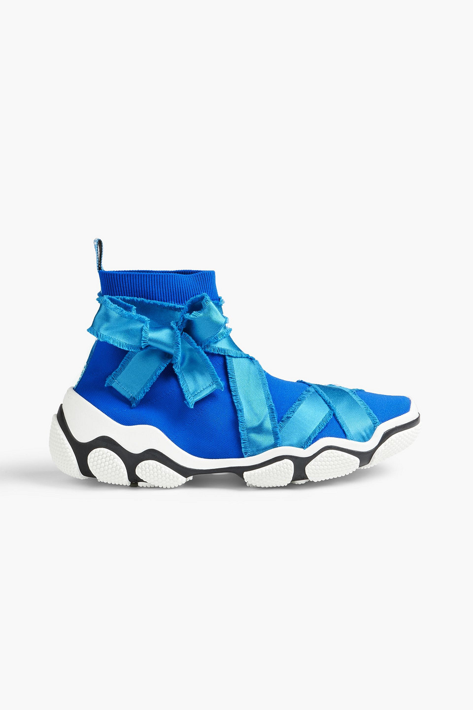 Red Valentino Glam Run Satin-trimmed Stretch-knit High-top Sneakers In Bright Blue