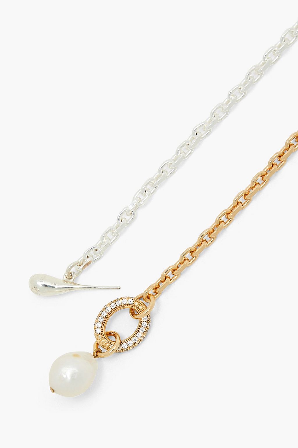 CORNELIA WEBB 24-karat gold and silver-plated, crystal and freshwater pearl necklace
