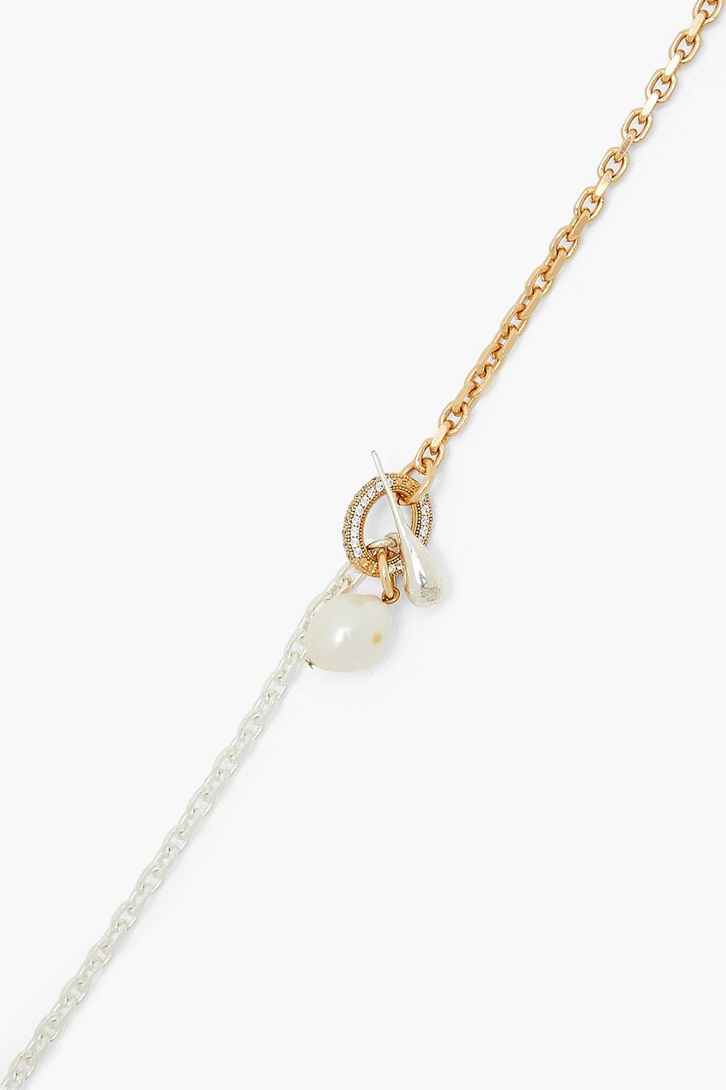 CORNELIA WEBB 24-karat gold and silver-plated, crystal and freshwater pearl necklace