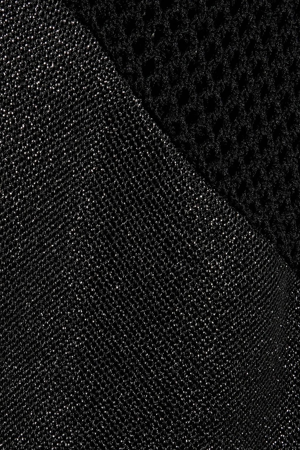 BALMAIN One-sleeve crochet-paneled metallic knitted dress