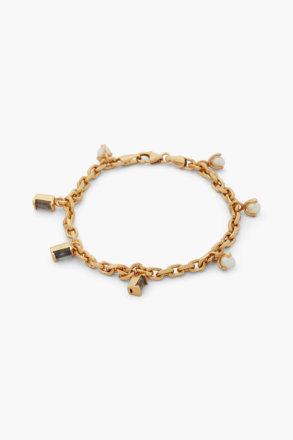 Cornelia Webb 24-karat gold-plated, faux pearl and labradorite bracelet