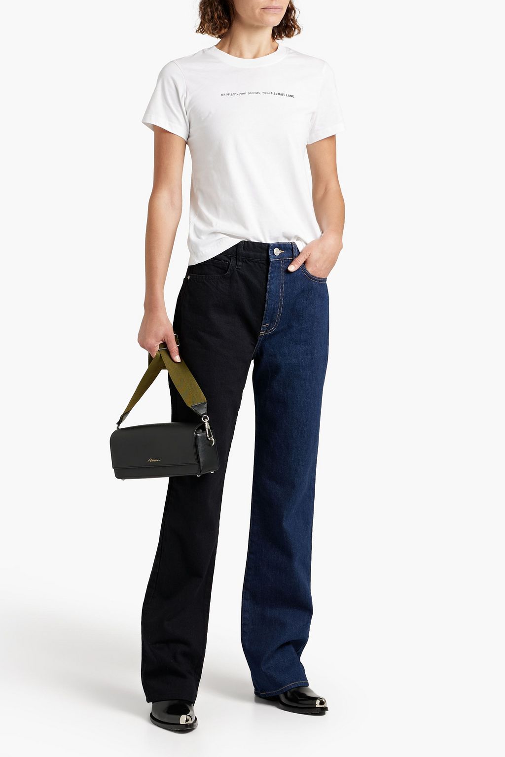 FRAME Le Jane zweifarbige, hoch sitzende Jeans mit geradem Bein