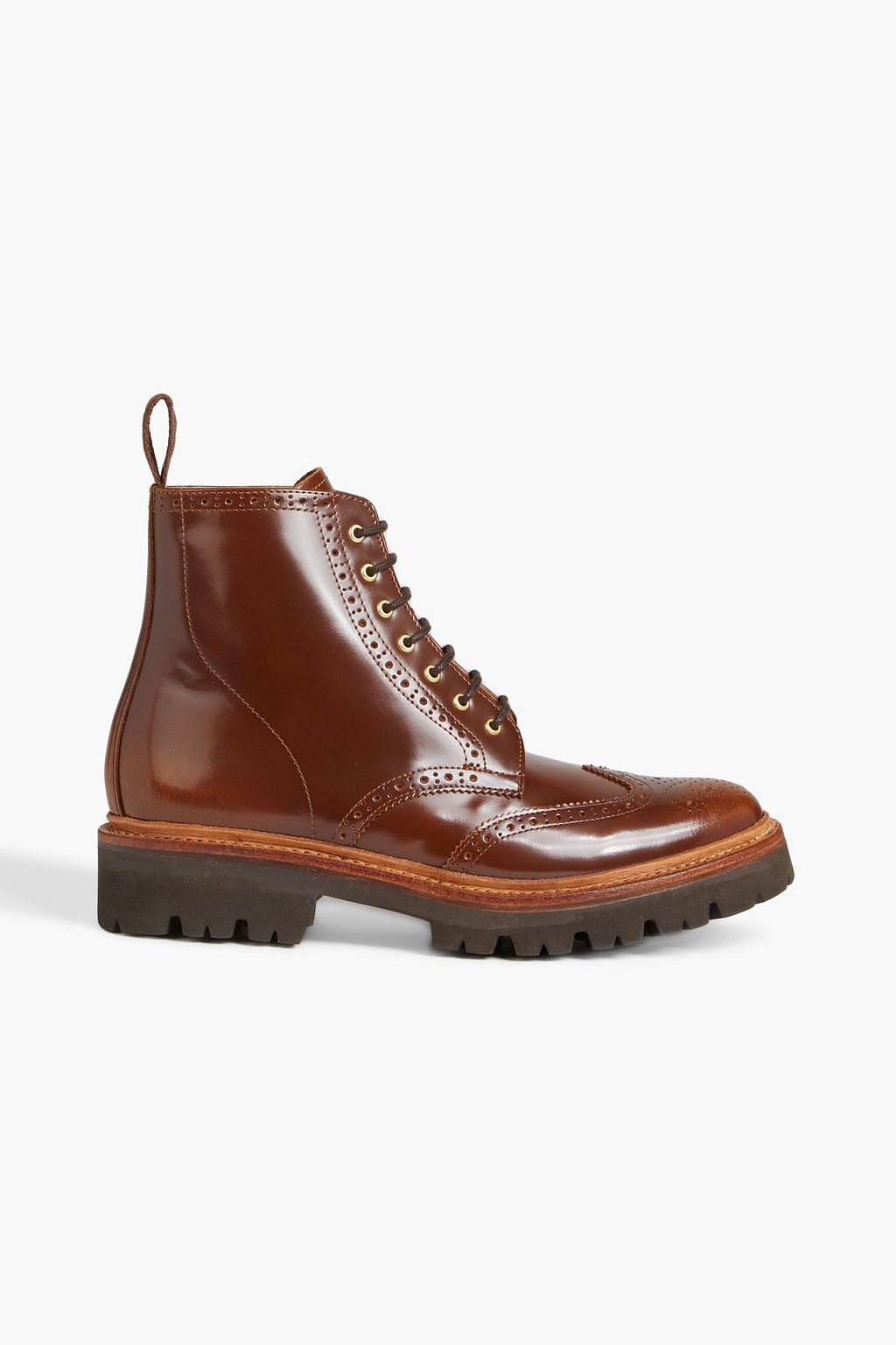 GRENSON Emmaline perforated glossed-leather combat boots | THE OUTNET