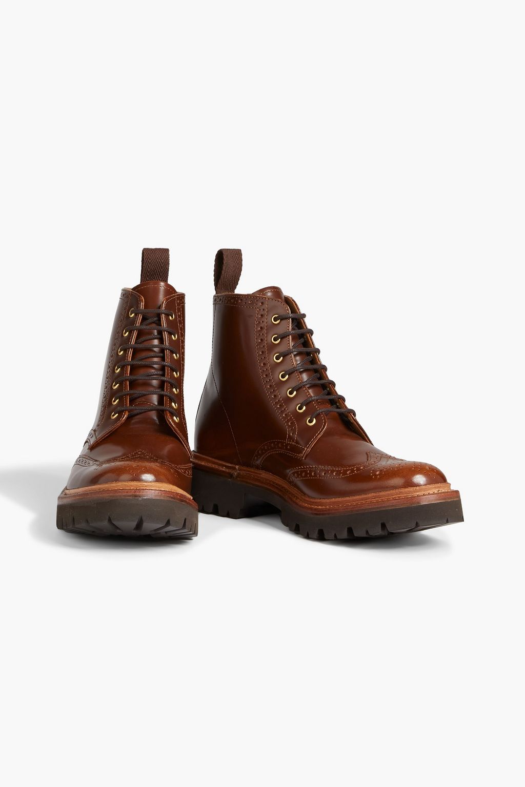 GRENSON حذاء بوت كومبات ’إيمالين’ من الجلد اللامع المخرم