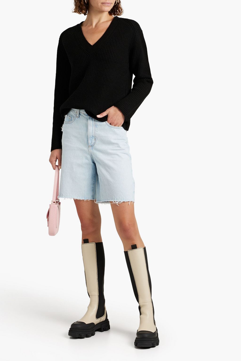 VINCE. Ribbed wool and cashmere-blend sweater