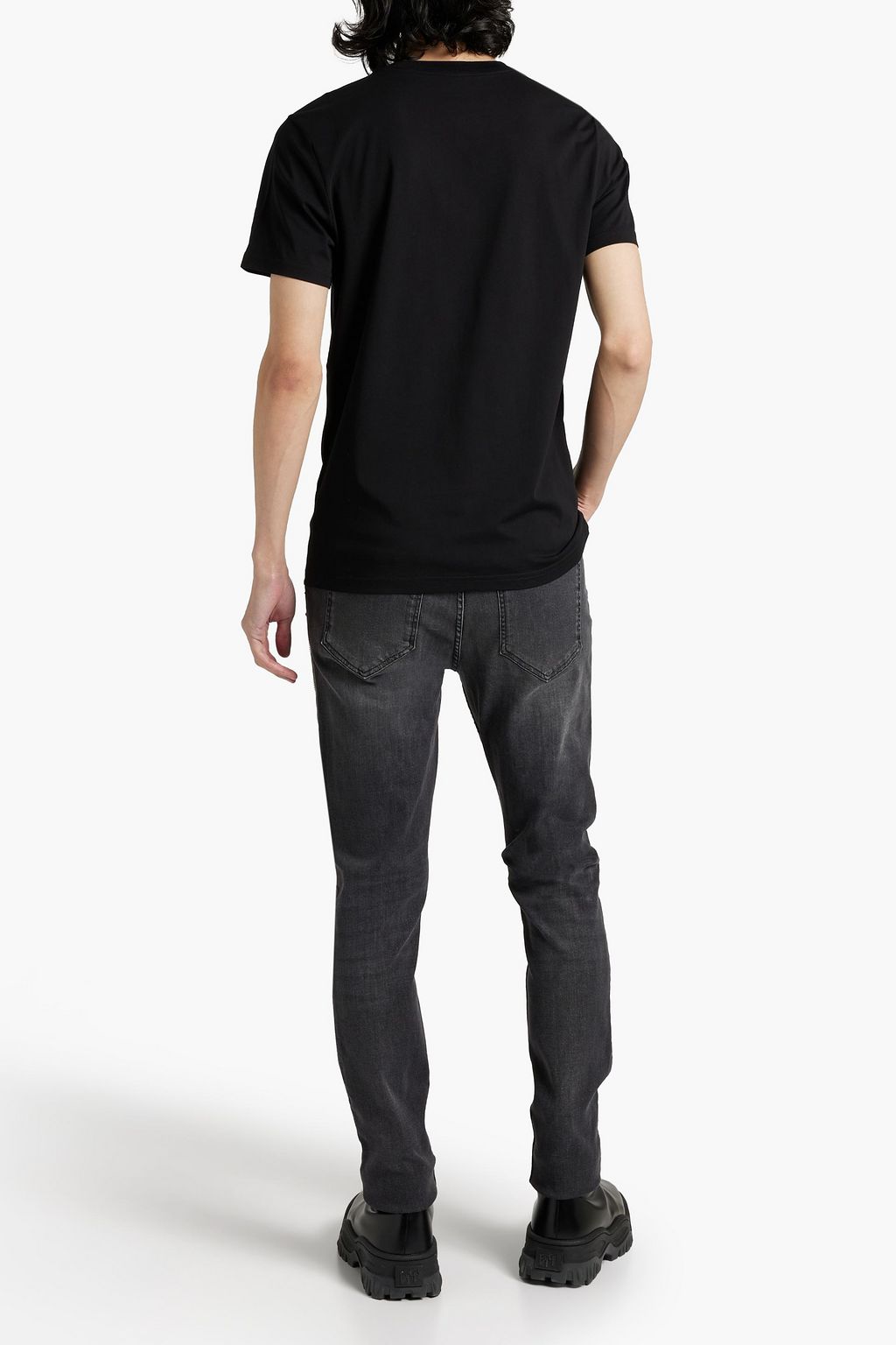 MOSCHINO Skinny-fit zip-detailed faded denim jeans