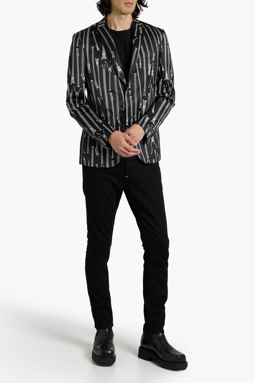 MOSCHINO Printed cotton-blend blazer