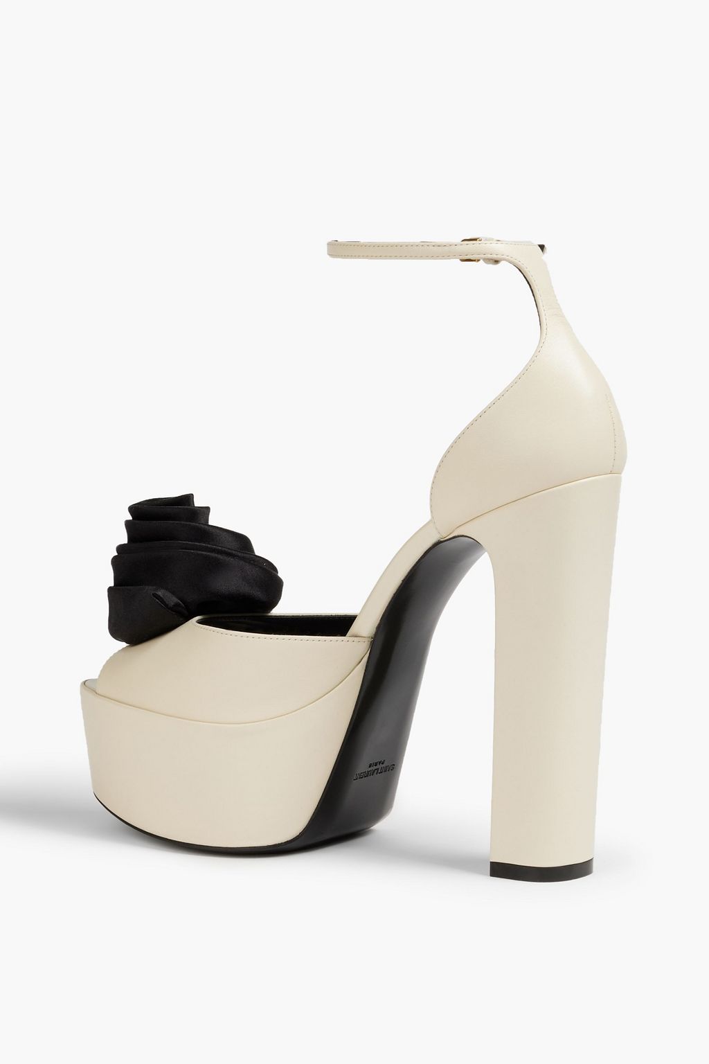 SAINT LAURENT Jodie floralappliquéd leather platform sandals THE