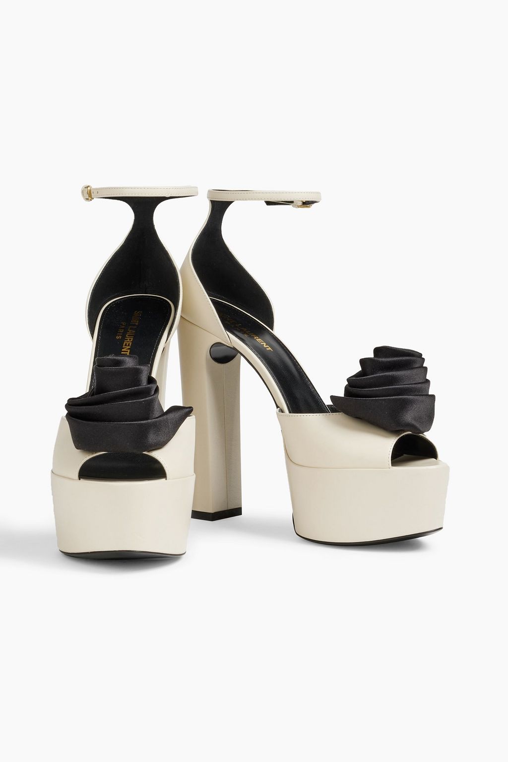 SAINT LAURENT Jodie floralappliquéd leather platform sandals THE