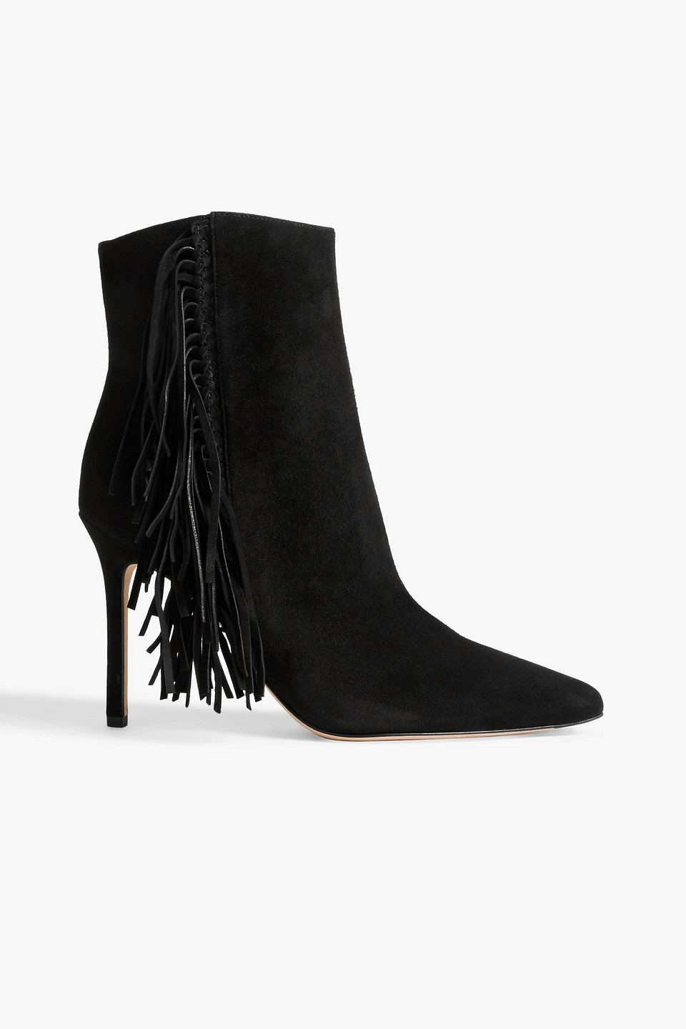 Veronica Beard Nyomi Fringed Suede Ankle Boots In Black