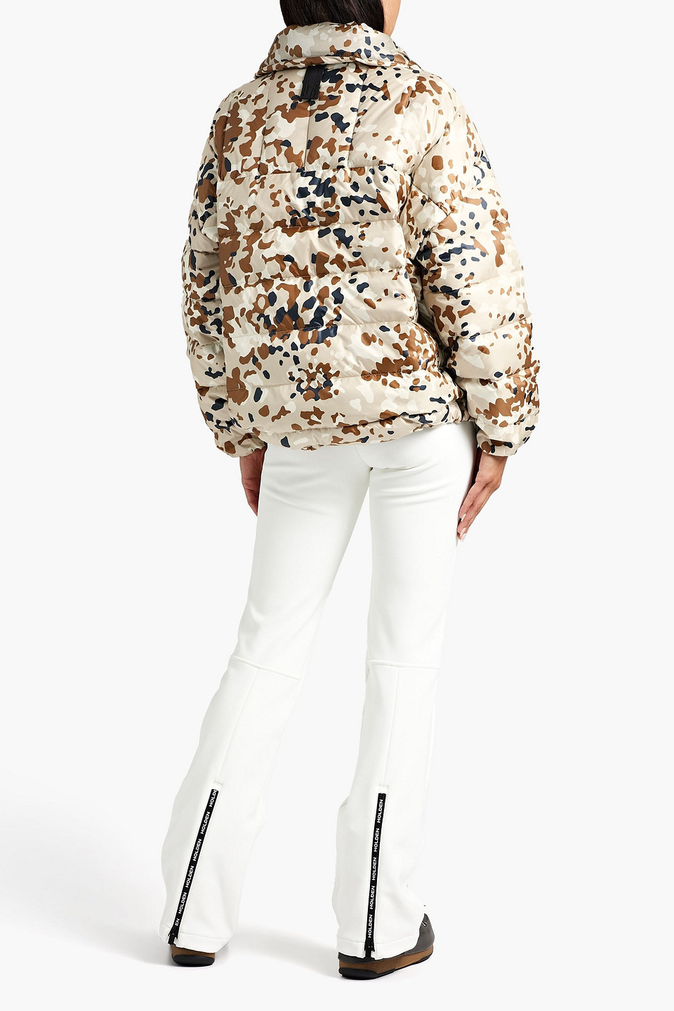 Shop Holden Camouflage-print Quilted Down Half-zip Ski Jacket In Cream