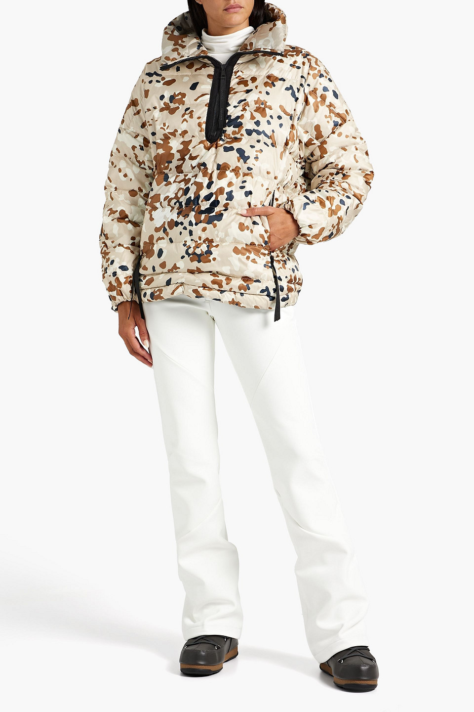 Shop Holden Camouflage-print Quilted Down Half-zip Ski Jacket In Cream