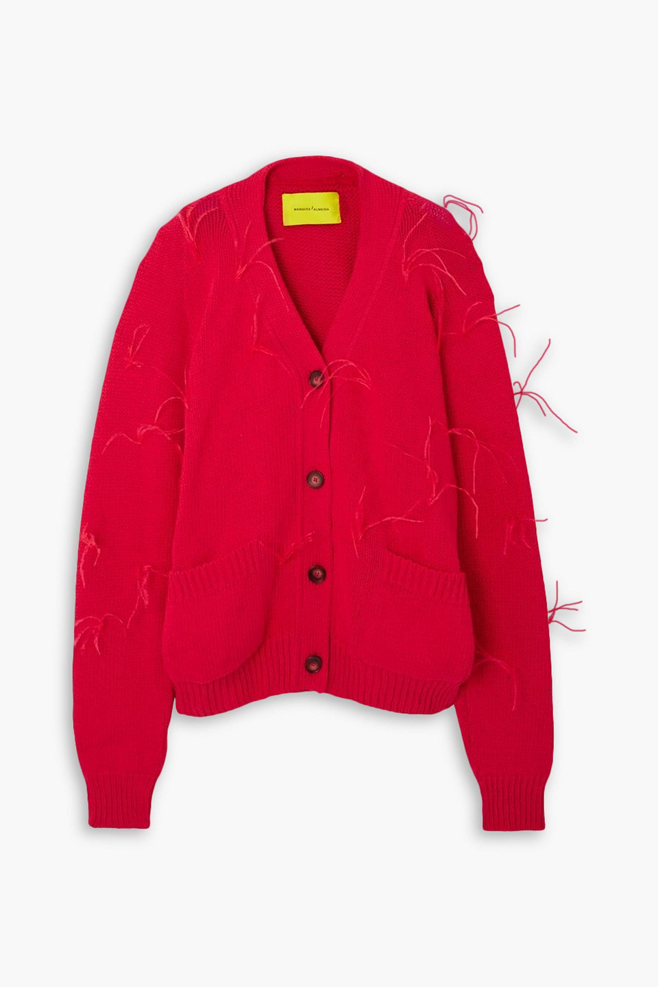 MARQUES' ALMEIDA OVERSIZED FEATHER-TRIMMED COTTON CARDIGAN