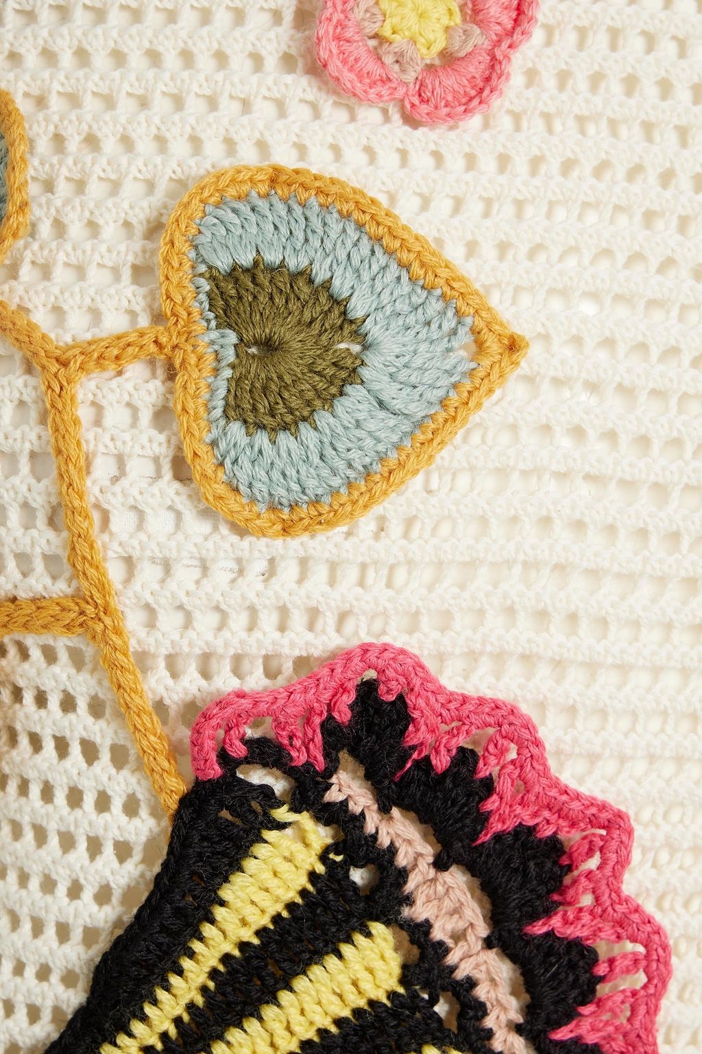 REDVALENTINO Appliquéd crocheted cotton sweater