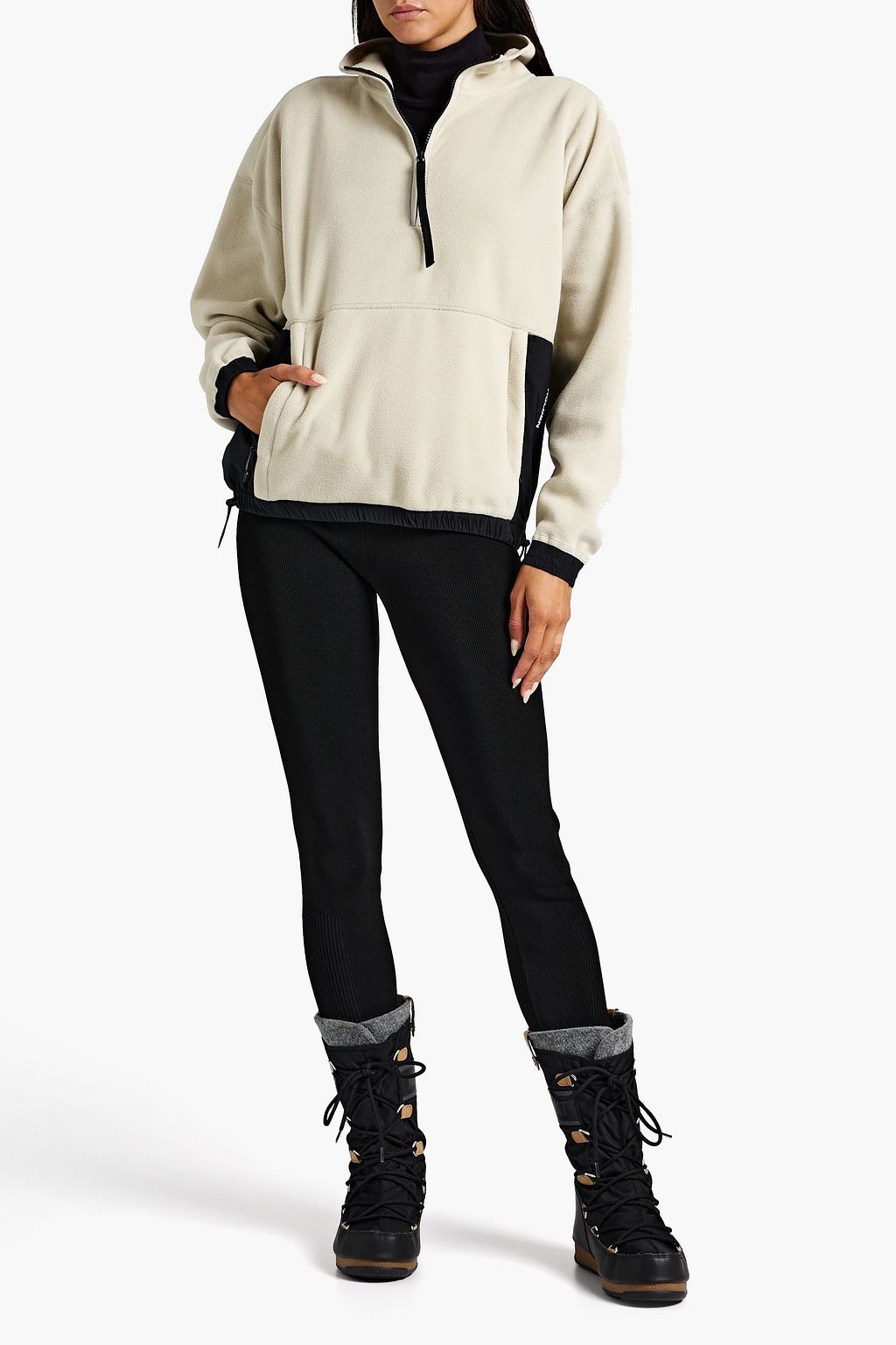HOLDEN Printed shell-paneled fleece half-zip sweatshirt