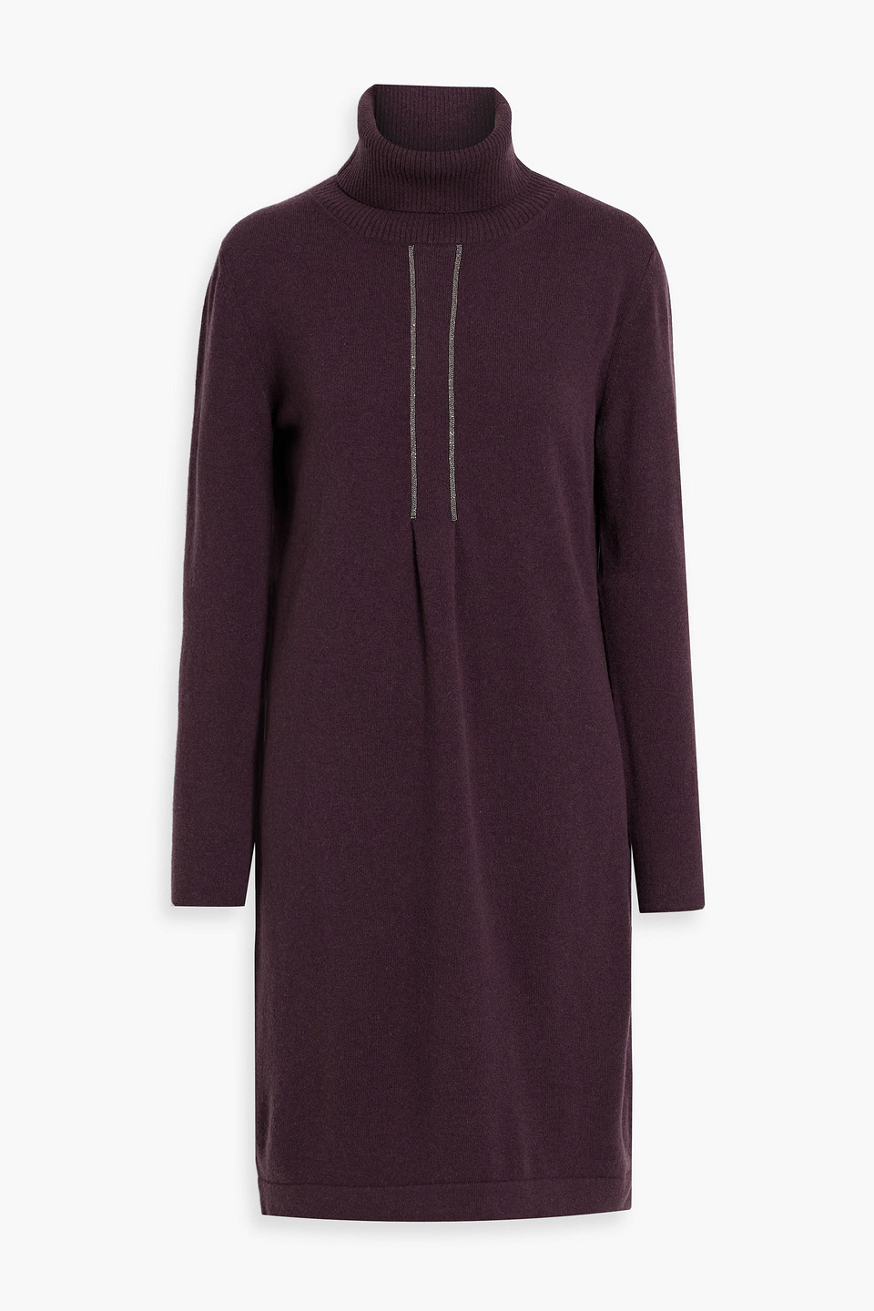 fabiana filippi - pleated merino wool, silk and cashmere-blend turtleneck dress - purple - it 44
