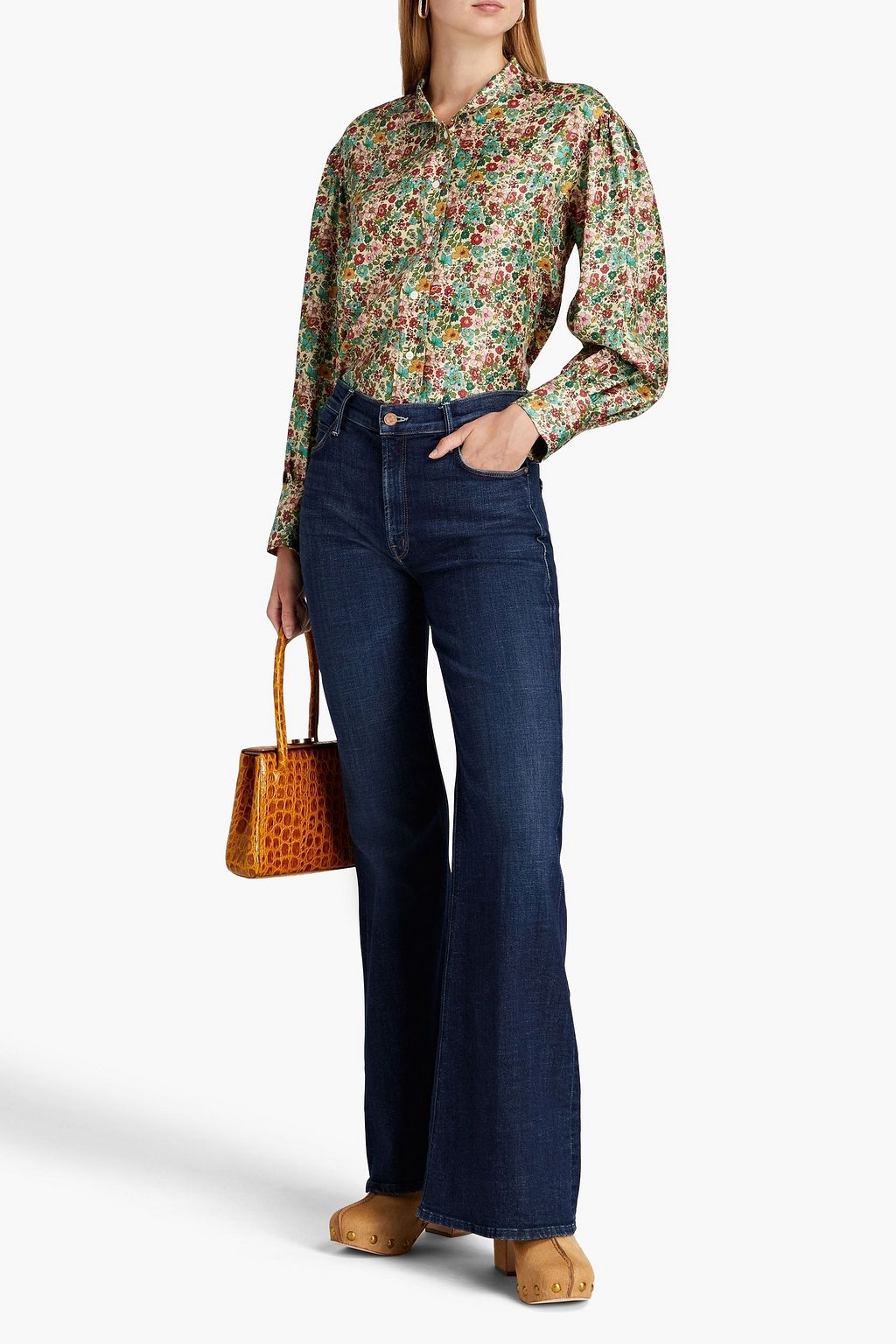 SANDRO Faraday floral-print silk-twill shirt