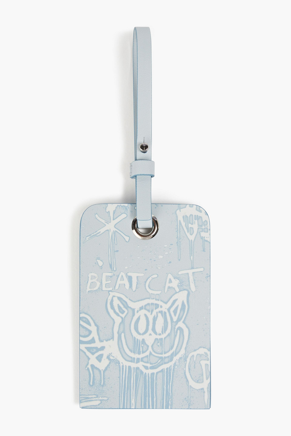 Acne Studios Printed Leather Luggage Tag In Sky Blue