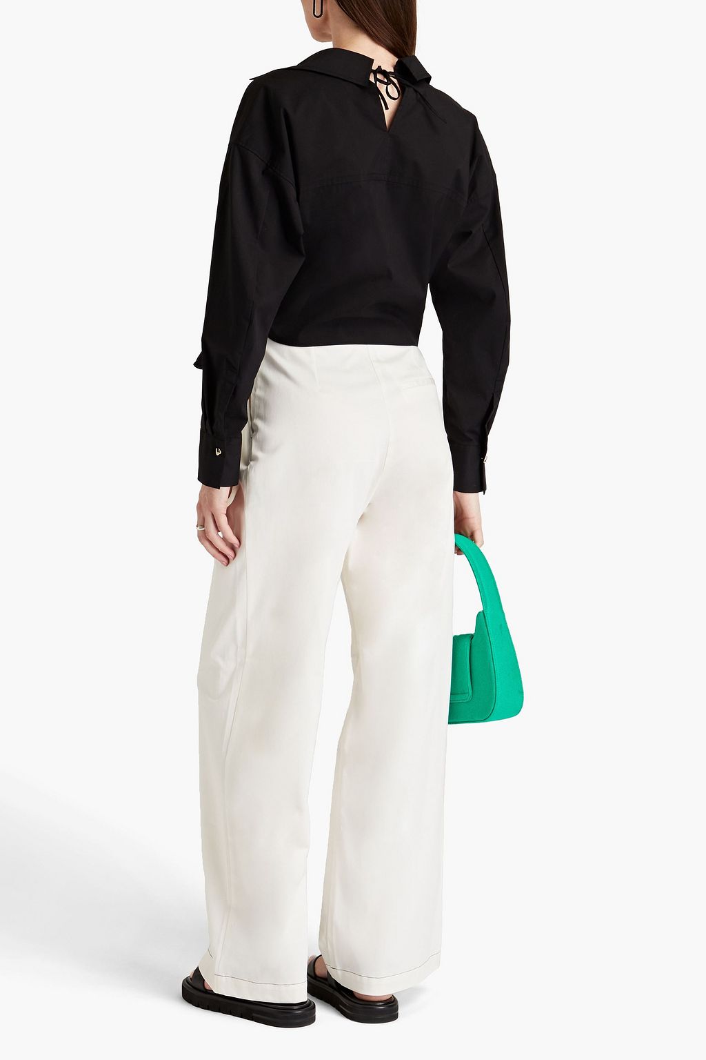 MYKKE HOFMANN Pleated organic cotton-blend wide-leg pants
