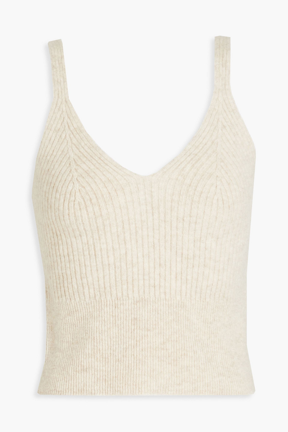 Sandro Ribbed Wool Top In White