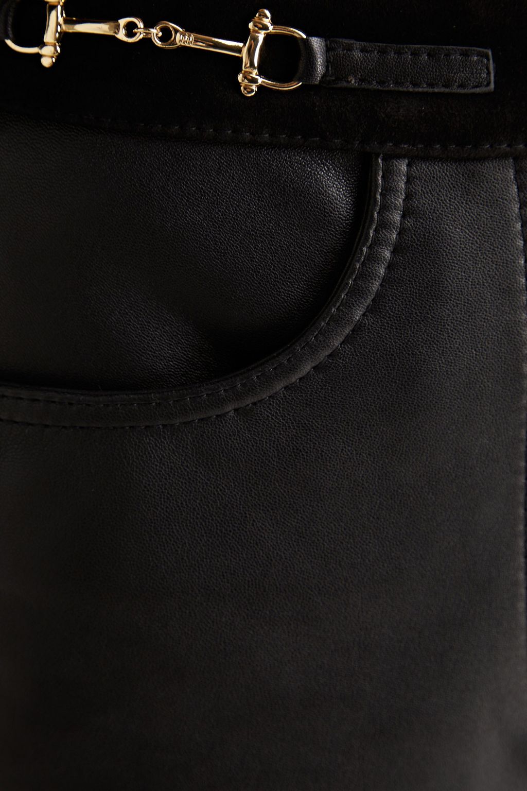 MAJE Jemors suede-trimmed leather mini skirt