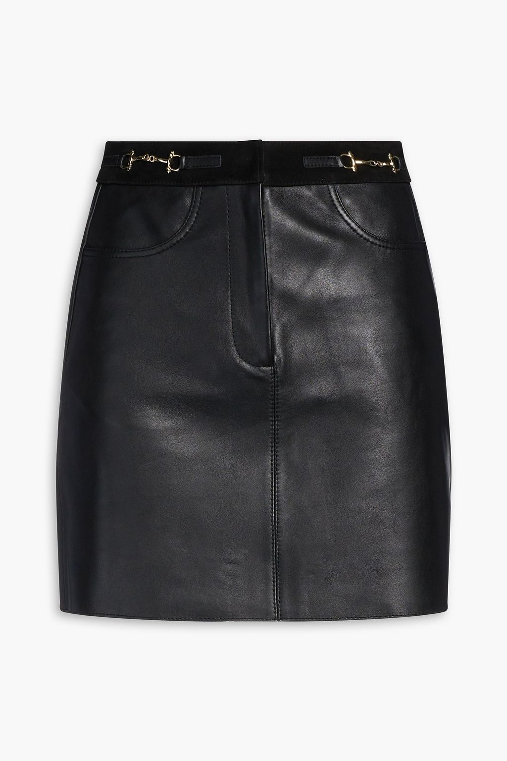 Ladies black leather mini skirt sale