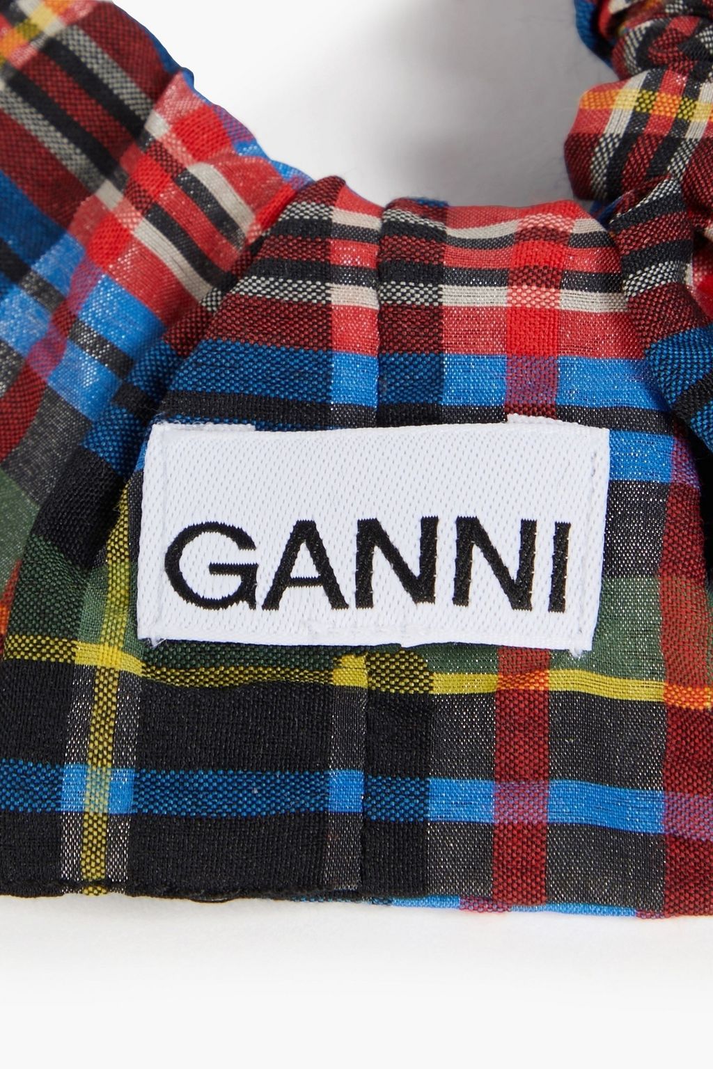 GANNI Checked organic cotton-blend hair tie