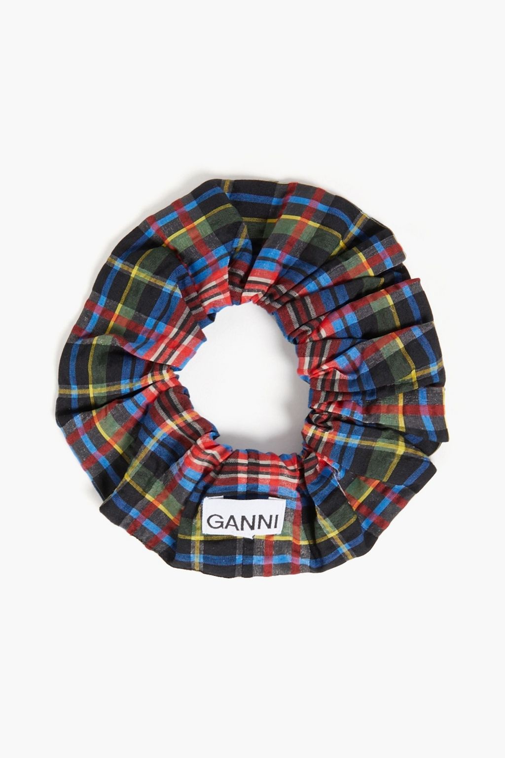 GANNI Checked organic cotton-blend hair tie