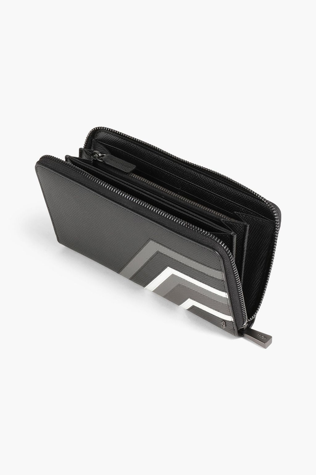 SERAPIAN Color-block textured-leather wallet