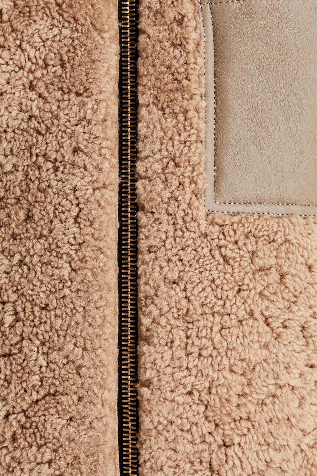 SANDRO Color-block shearling jacket