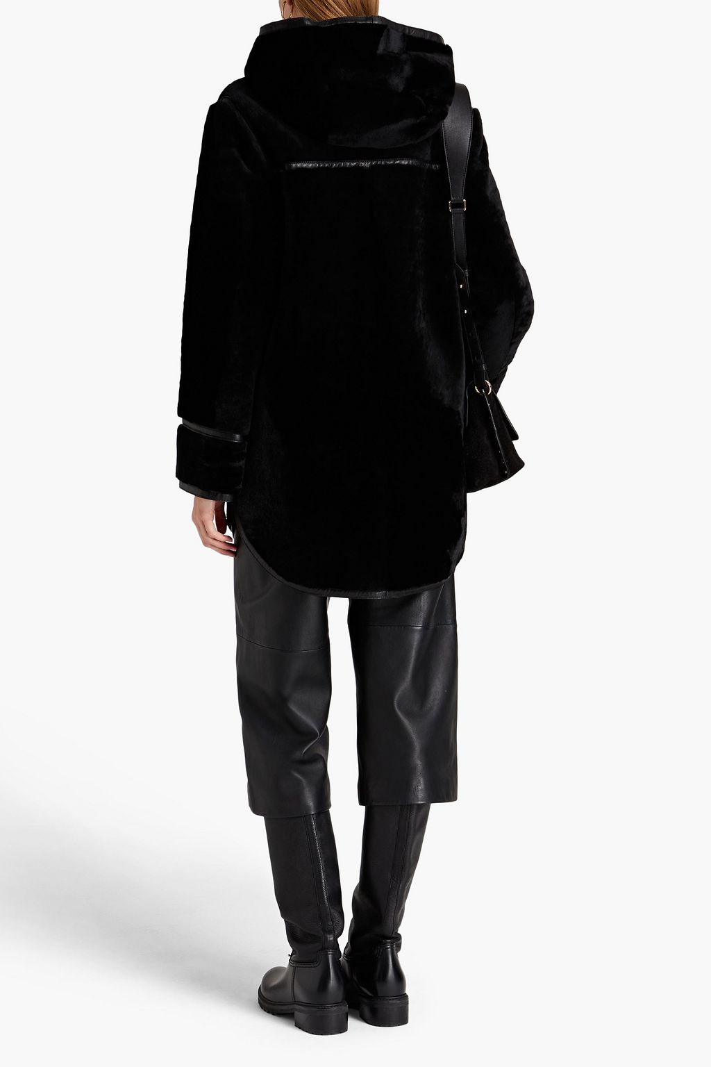 SANDRO Balila shearling hooded coat