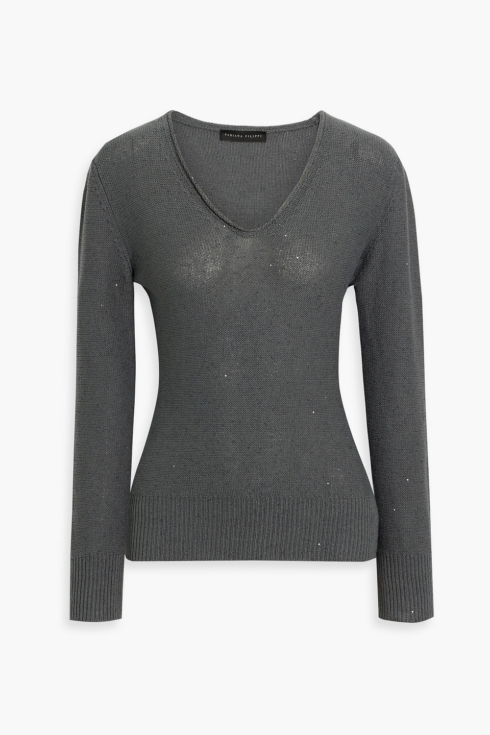 fabiana filippi - sequin-embellished cotton-blend sweater - gray - it 48