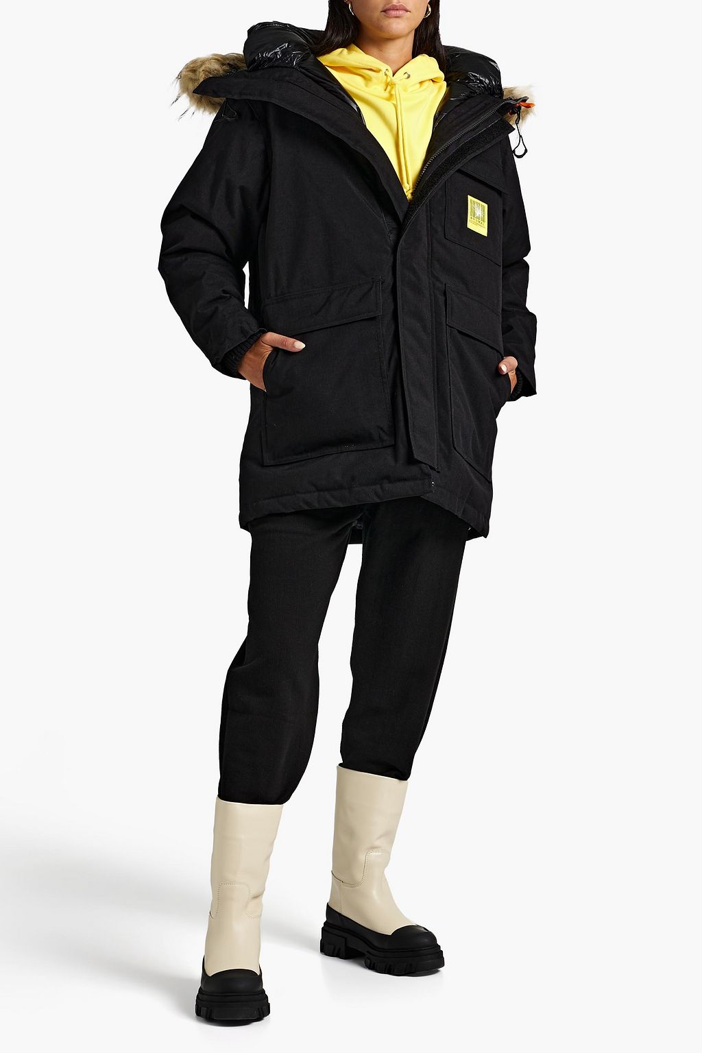 BRUMAL Faux fur-trimmed shell hooded down parka
