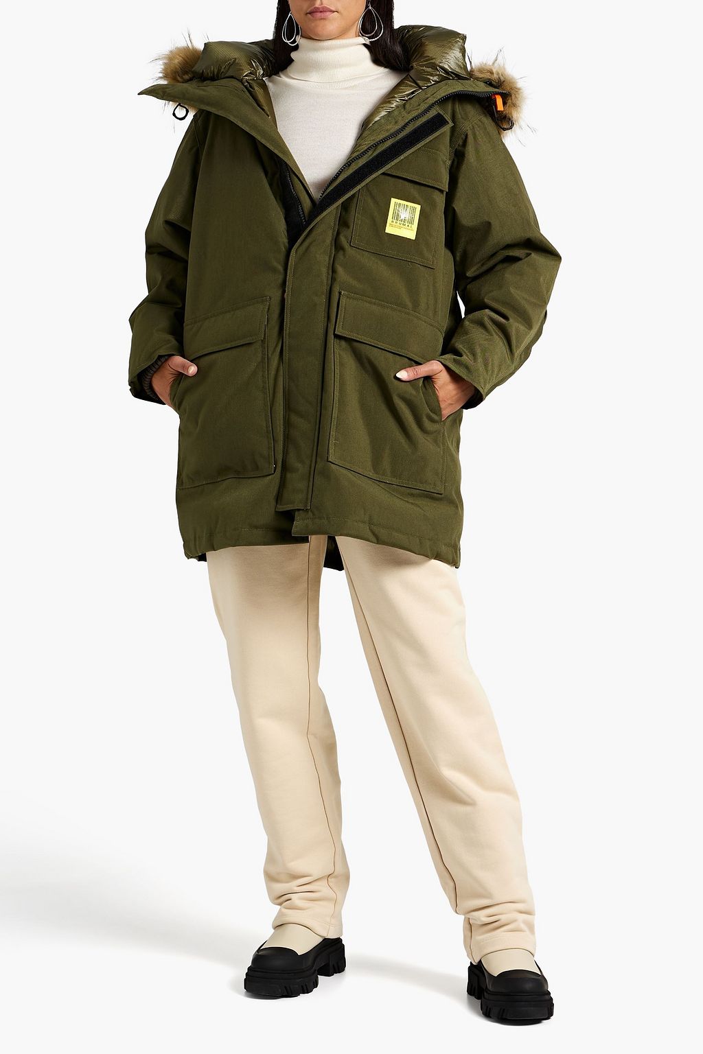 BRUMAL Oversized shell hooded down parka