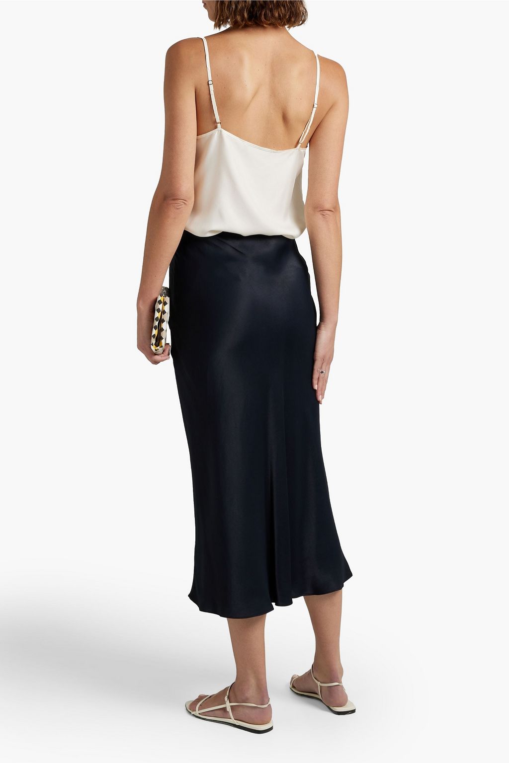FABIANA FILIPPI Embellished tulle-paneled silk-twill camisole