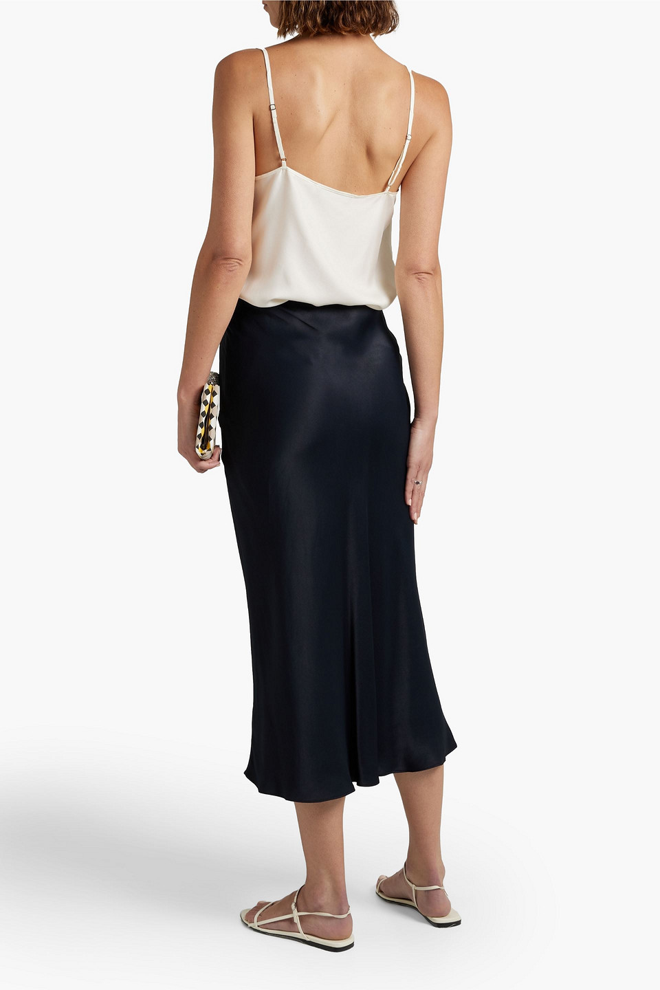 Fabiana Filippi Embellished Tulle-paneled Silk-twill Camisole In Ivory