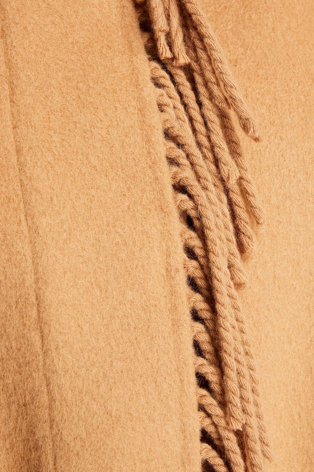 SANDRO Fringed belted wool-felt coat