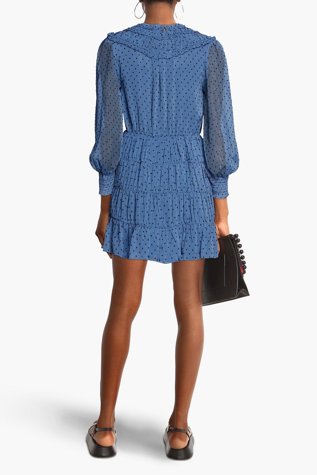SANDRO Gathered fil coupé crepon mini dress
