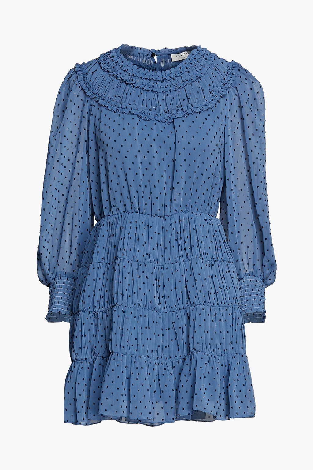 SANDRO Gwen gathered fil coupé crepon mini dress | THE OUTNET