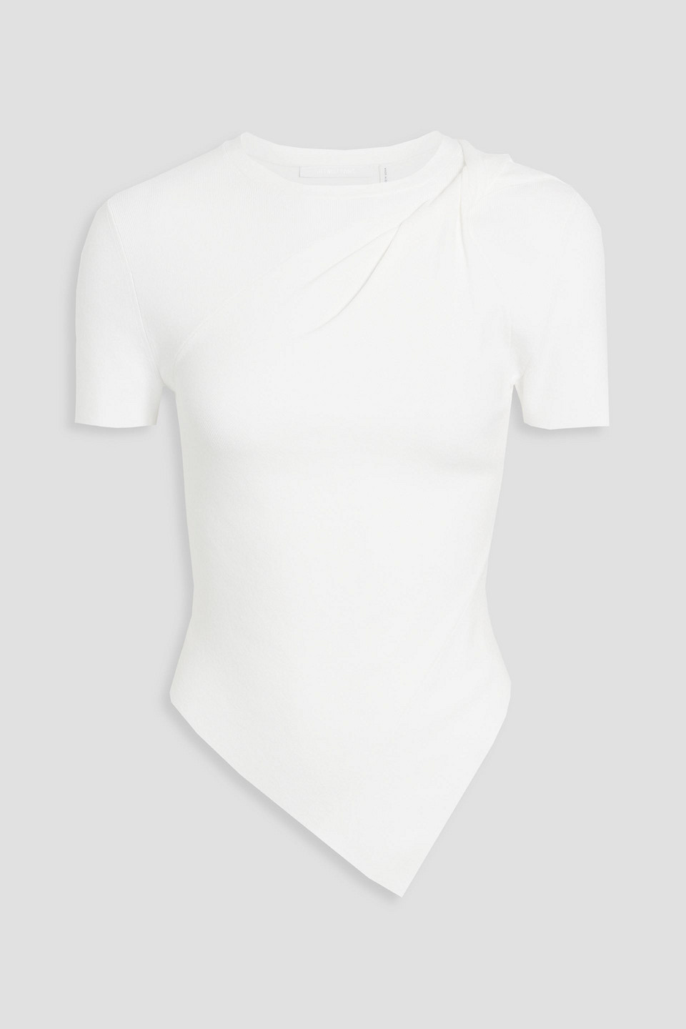 helmut lang - asymmetric twisted ribbed-knit top - white - s