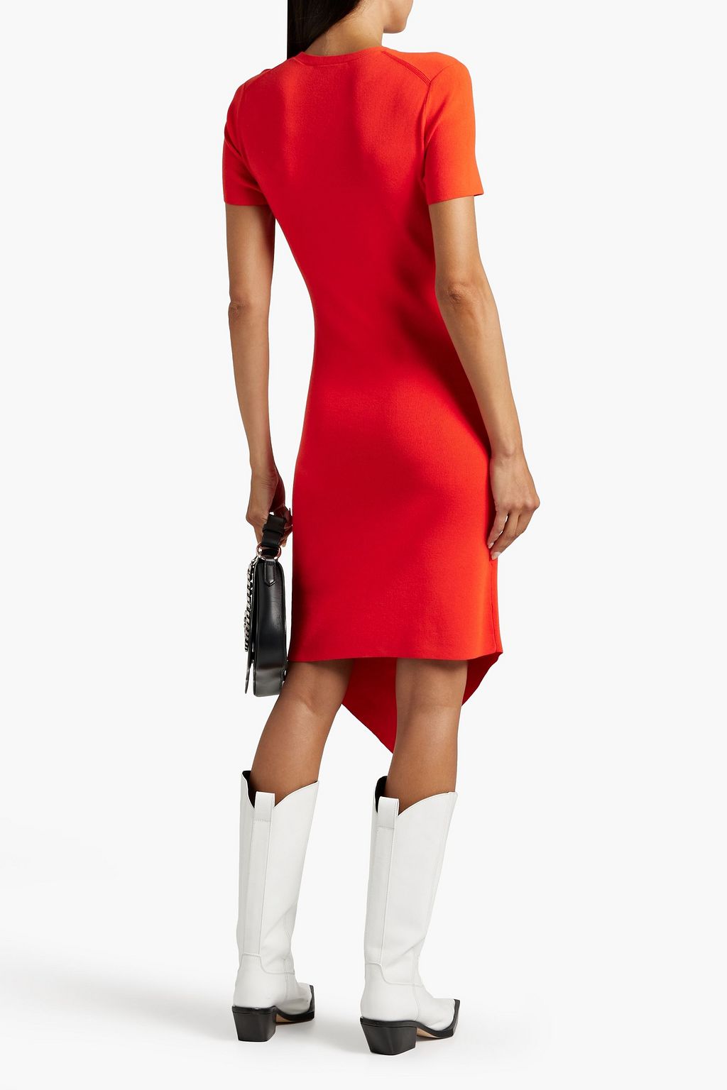 HELMUT LANG Asymmetric twisted ribbed-knit dress