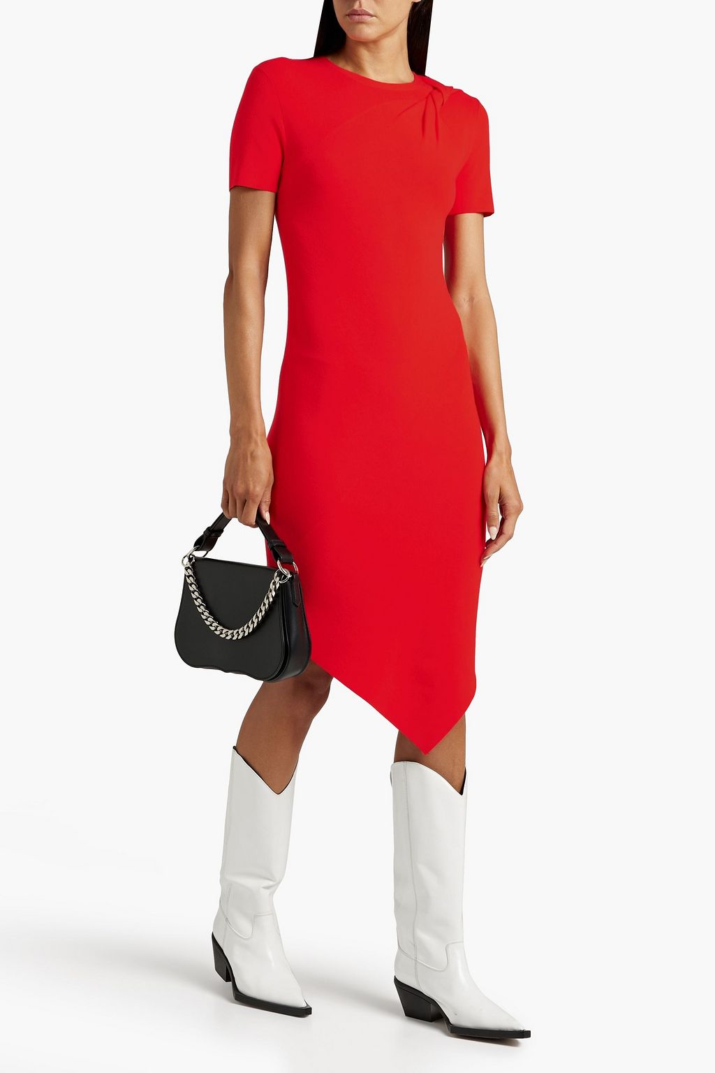 HELMUT LANG Asymmetric twisted ribbed-knit dress