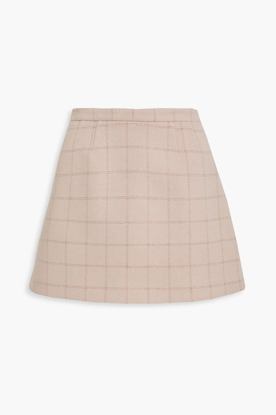 Red Valentino Checked Wool-blend Mini Skirt In Pink