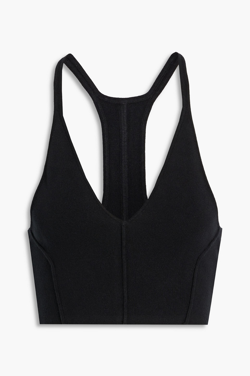 Helmut Lang Cropped Stretch-knit Tank In Black